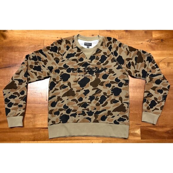 L.L. Bean Signature Mens Camo Crewneck Sweatshirt Slim Fit Size M - Picture 1 of 8